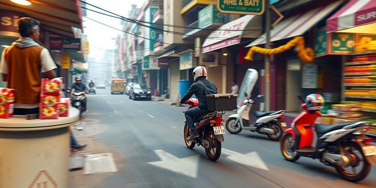 Speed Delivery Market Gameplay Speed Delivery gameplay showing a delivery boy on bike navigating through crowded Indian market