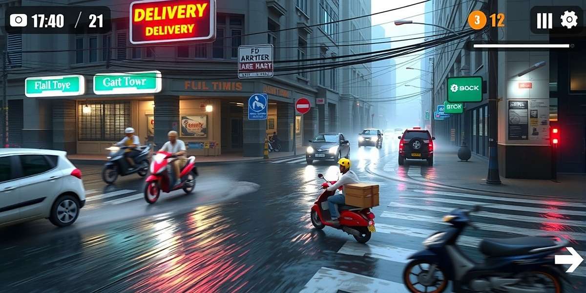 Speed Delivery Mumbai Monsoon Speed Delivery gameplay showing delivery in Mumbai's rainy season with waterlogged streets